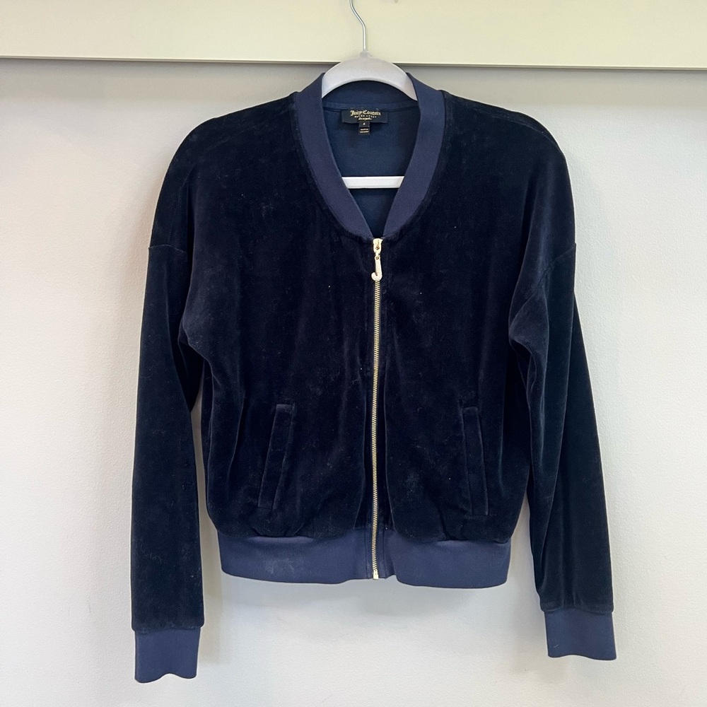 Juicy Couture, Size S, midnight blue velour zip up